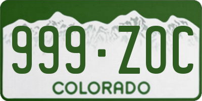CO license plate 999ZOC