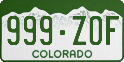 CO license plate 999ZOF
