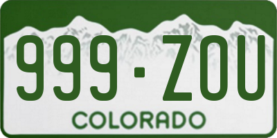 CO license plate 999ZOU