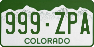 CO license plate 999ZPA