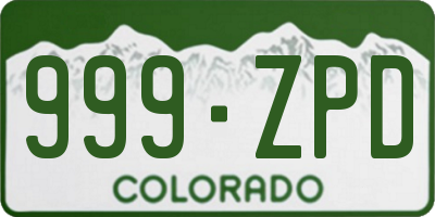 CO license plate 999ZPD
