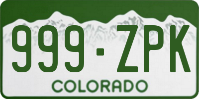 CO license plate 999ZPK