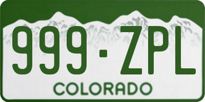 CO license plate 999ZPL