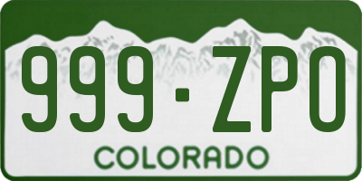 CO license plate 999ZPO