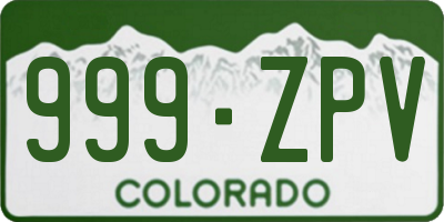 CO license plate 999ZPV