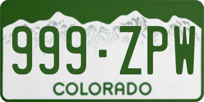 CO license plate 999ZPW
