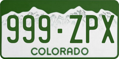 CO license plate 999ZPX