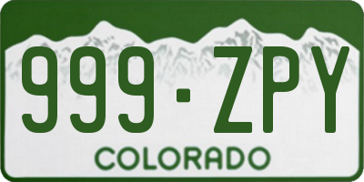 CO license plate 999ZPY