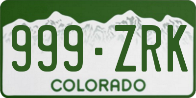 CO license plate 999ZRK