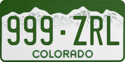 CO license plate 999ZRL