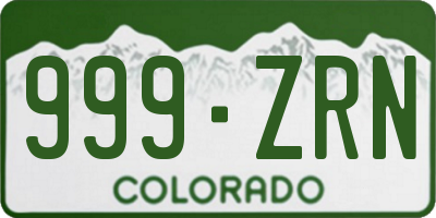 CO license plate 999ZRN