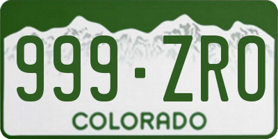 CO license plate 999ZRO