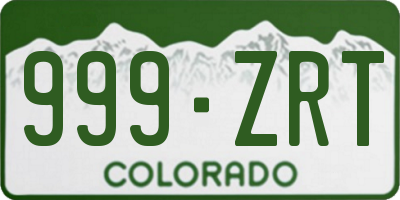 CO license plate 999ZRT