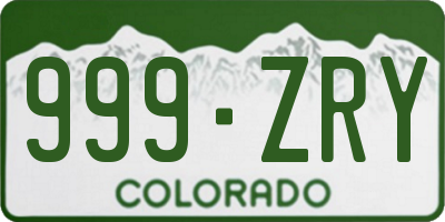 CO license plate 999ZRY