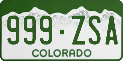 CO license plate 999ZSA