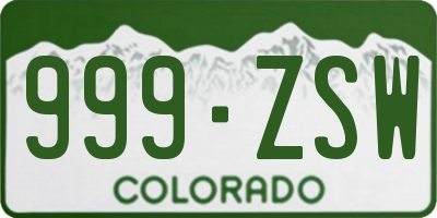 CO license plate 999ZSW