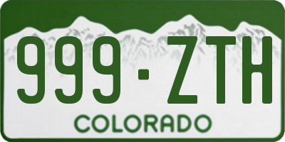 CO license plate 999ZTH