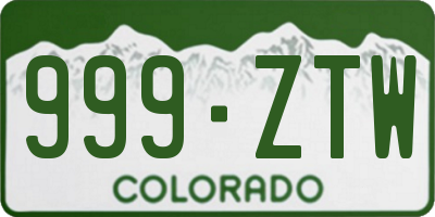 CO license plate 999ZTW