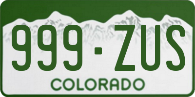 CO license plate 999ZUS