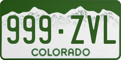 CO license plate 999ZVL