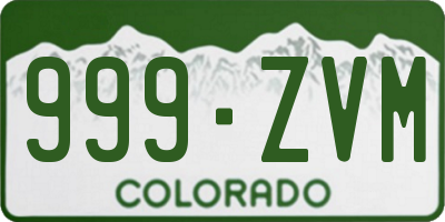 CO license plate 999ZVM