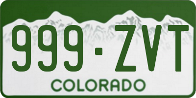 CO license plate 999ZVT