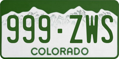 CO license plate 999ZWS