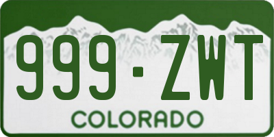 CO license plate 999ZWT