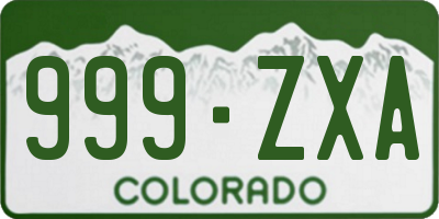 CO license plate 999ZXA