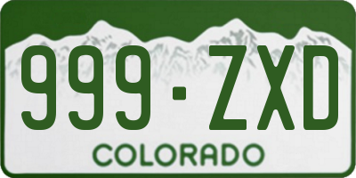 CO license plate 999ZXD