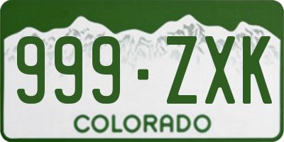 CO license plate 999ZXK