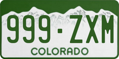 CO license plate 999ZXM