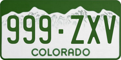 CO license plate 999ZXV