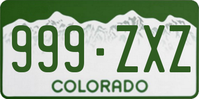 CO license plate 999ZXZ