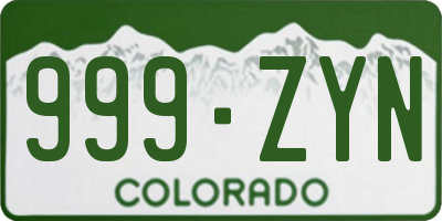 CO license plate 999ZYN
