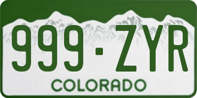 CO license plate 999ZYR