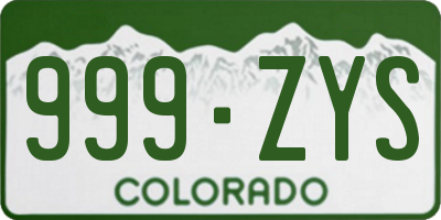 CO license plate 999ZYS
