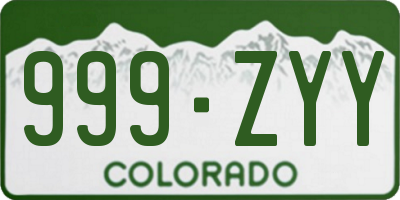 CO license plate 999ZYY