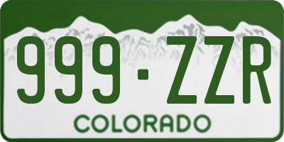 CO license plate 999ZZR
