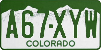 CO license plate A67XYW