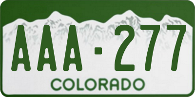 CO license plate AAA277