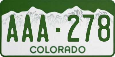 CO license plate AAA278