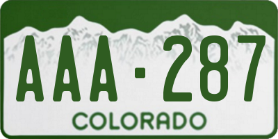 CO license plate AAA287