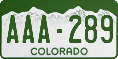 CO license plate AAA289
