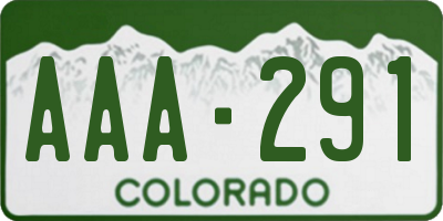 CO license plate AAA291