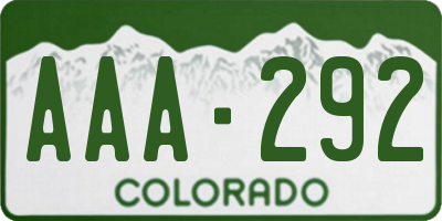CO license plate AAA292
