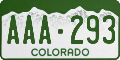 CO license plate AAA293
