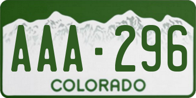 CO license plate AAA296