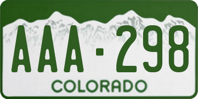 CO license plate AAA298