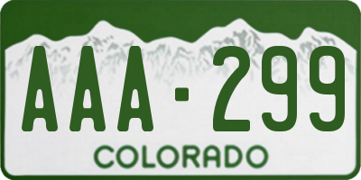 CO license plate AAA299
